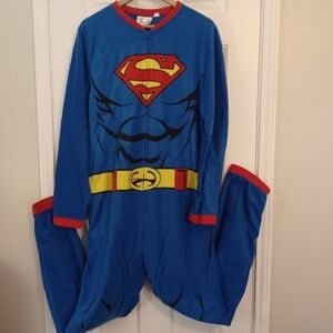 Superman Fleece Onesie Unionsuit Men's Sz L 36/38